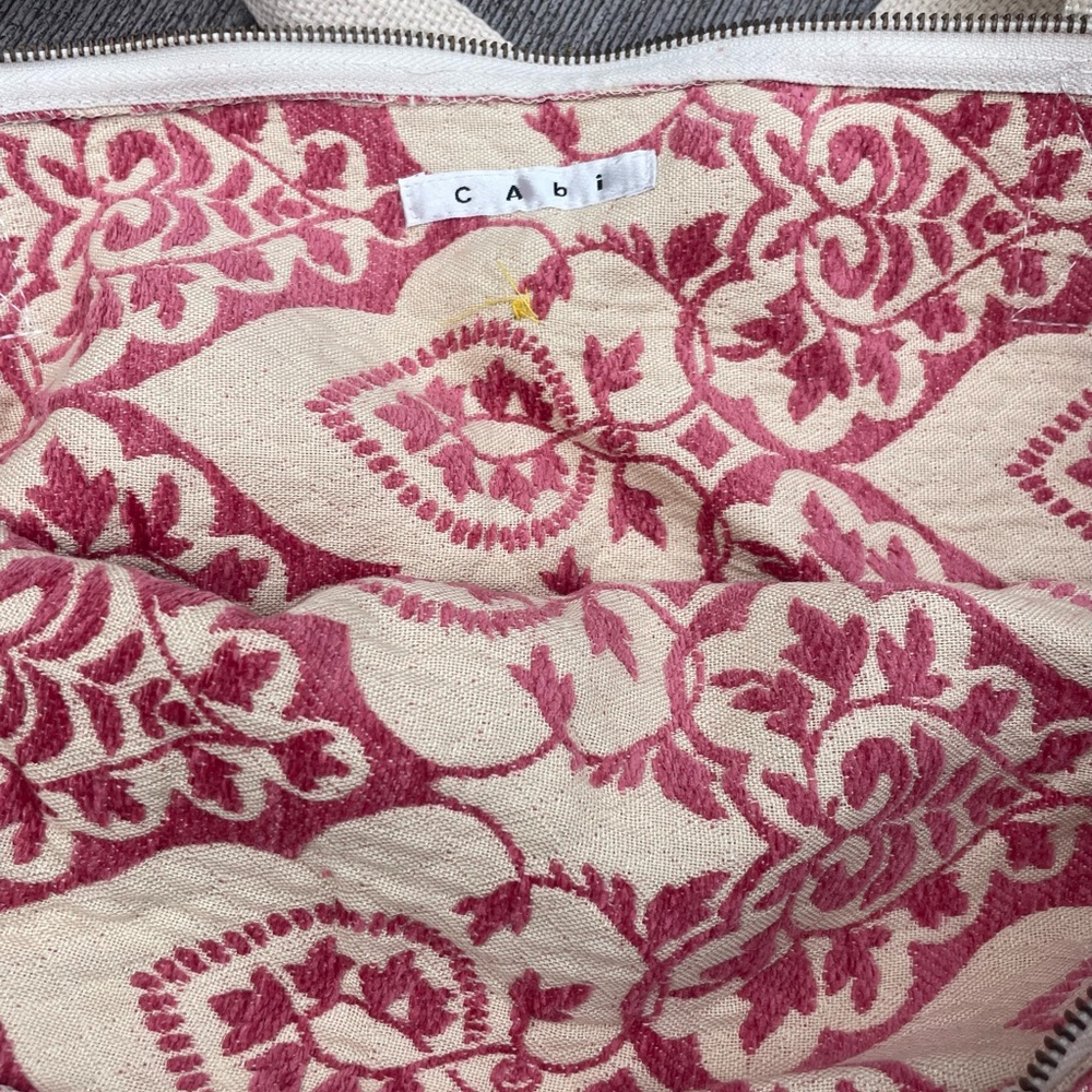 CAbi Pink Cream Chenille Fabric Purse Tote Bag Carpet bag RARE! - Picture 5 of 5
